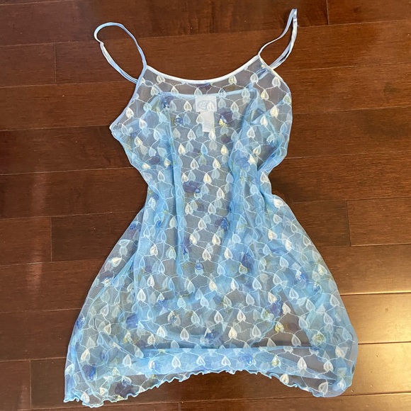 amazing rare blue lace mesh slip dress! - Picture 4 of 4